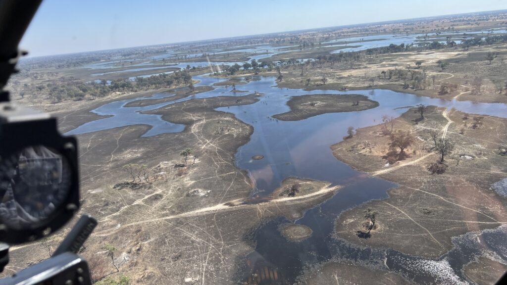 Blik over de Okavango delta in Botswana